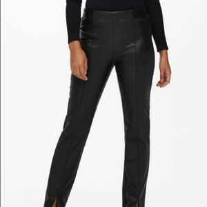 ONLY Papaya Vegan Leather Slit Pant